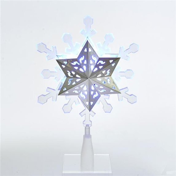 LED Rotating Snowflake Treetop, Blue & White - 9 in.