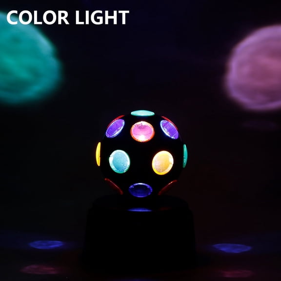 LED Rotating Stage Light Ball Voice Activated Disco Party Karaoke Battery Powered (black )