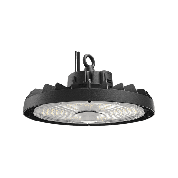 LED Round UFO High Bay (Oak GSR) 100W-125W-150W CCT Tunable (3500K-4000K-5000K) Clear Black Dimmable ZSR 120-277V DLC Prem (MES)