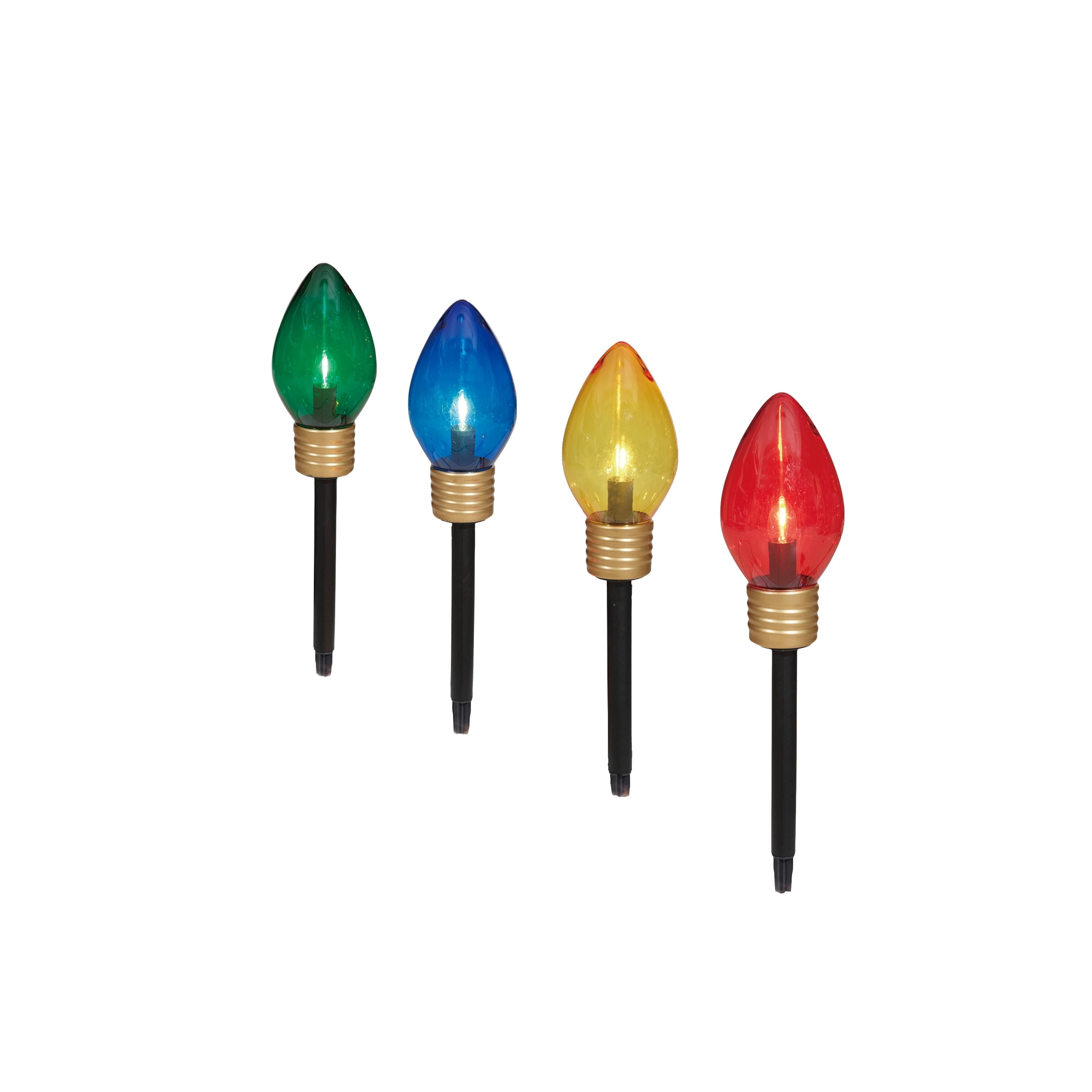 Indoor/Outdoor Jumbo LED C9 Christmas Bulb Pathway Lights, Multicolor, Set of 4, by Holiday Time