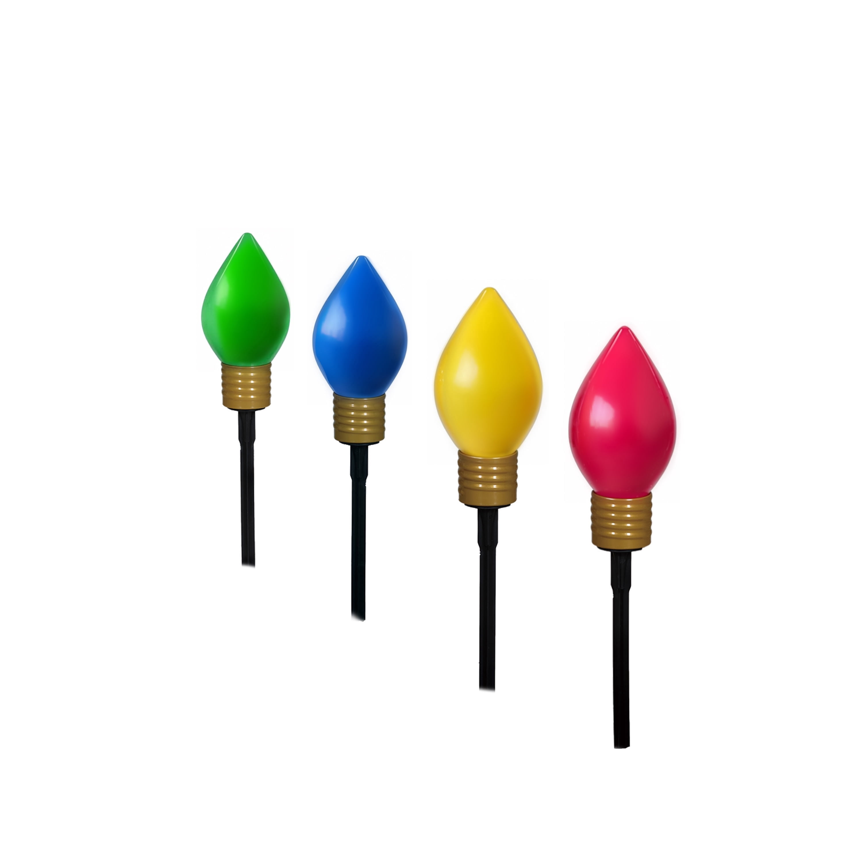 Indoor/Outdoor Jumbo LED C9 Christmas Bulb Pathway Lights, Ceramic Multicolor, Set of 4, by Holiday Time