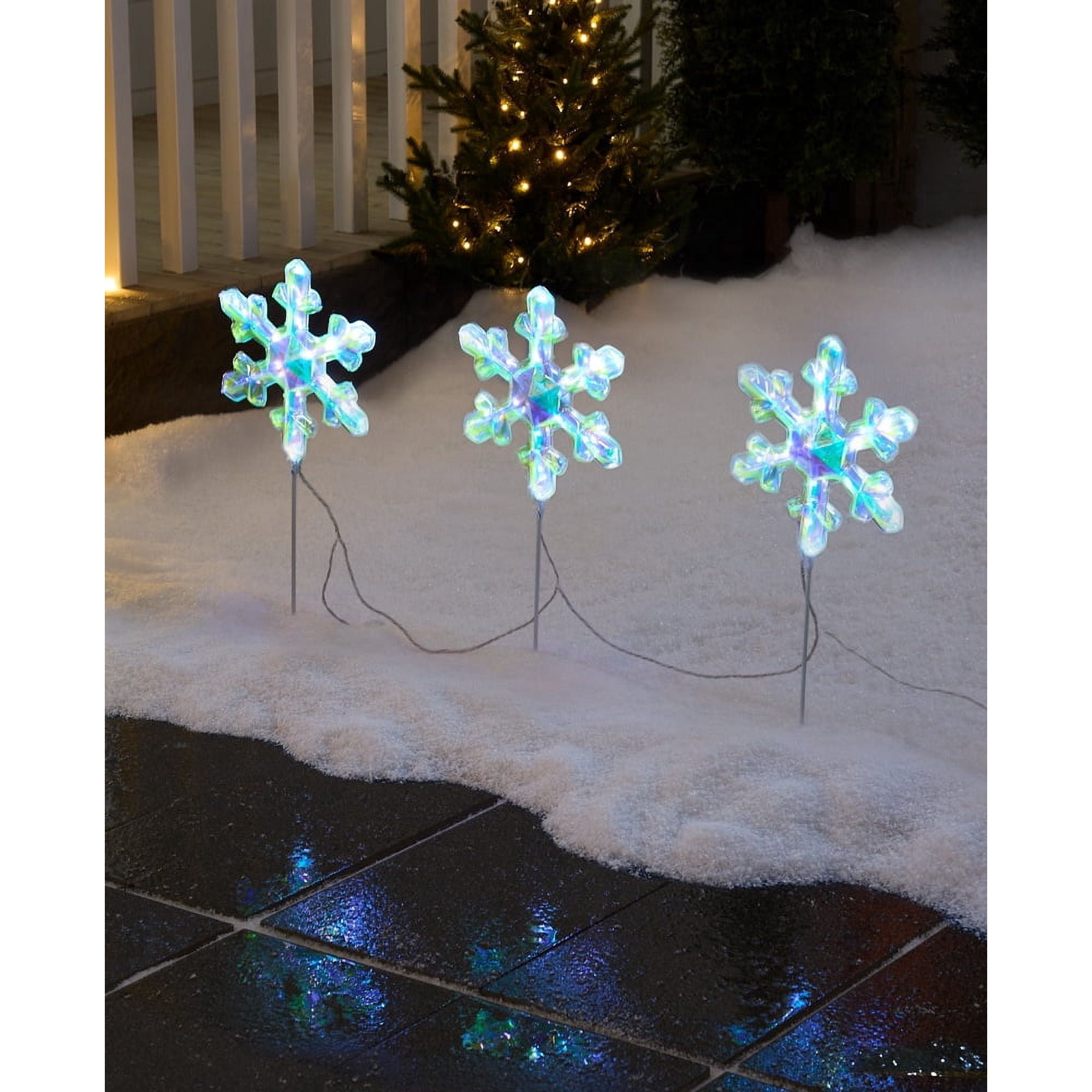 Indoor/Outdoor LED Snowflake Christmas Pathway Lights, 24.4", Set of 3, by Holiday Time