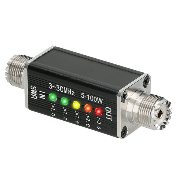 LED SWR Meter: 5 LEDs Display, Frequency Range 3-30MHz, M Female Interface for Shortwave Standing Wave Analysis