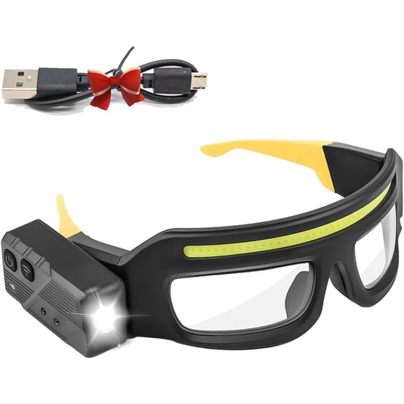 LED Safety Glasses with Light, IPX4 Waterproof Motion Sensor & Touch Control Headlamp Glasses, for Mechanics, Running