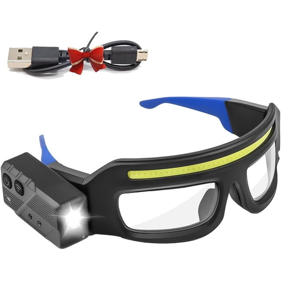 LED Safety Glasses with Light, IPX4 Waterproof Motion Sensor & Touch Control Headlamp Glasses, for Mechanics, Running