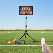 LED Scoreboard with Remote and Tripod, Portable Digital Score Keeper with Timer, 0-199 Score Display, 5-Level Brightness, Buzzer, Wall Mount Tabletop Electronic Scoreboard for Basketball