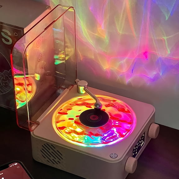 LED Screen Electronic Clock Wireless Speaker USB-C Charging, Wireless, Built-in Mic, Portable For Home Theater, Camping, Water Ripple Turntable Design, Party Sound System, Stylish Audio Gear
