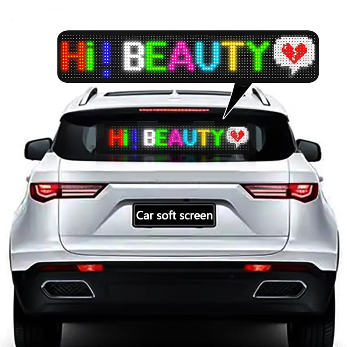 LED Scrolling Sign for Car with PU Cover, Flexible Advertising RGB LED