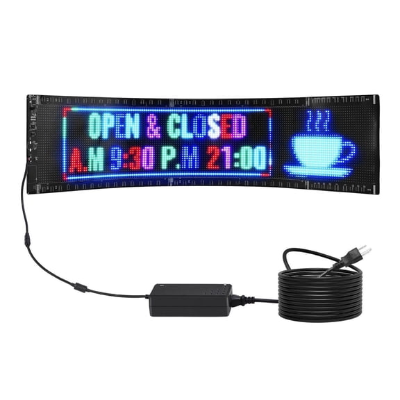 LED Scrolling Sign P5 Full Color, Programmable Message Board, Bluetooth APP Control, 32.9"x8", DIY Text/Animation, Store/Business/Car Advertising Display