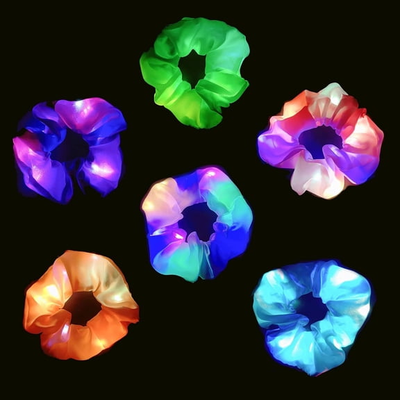 LED Scrunchies, 6 Pcs Light up Glow Hairbands Neon Accessories with 3 Light Modes for Girls Women Festival Accessories Christmas Halloween Party