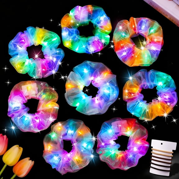 LED Scrunchies, Light up Scrunchies Multi Light Modes Glow in the Dark Hair Accessories for Women Rave Party Decorations