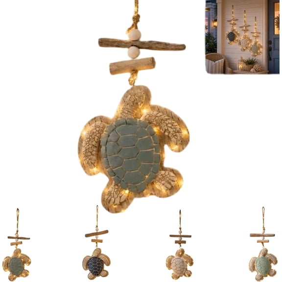 LED Sea Turtle Wall Art, Lighted Coastal Hanging Decor with Remote for Living Room & Patio