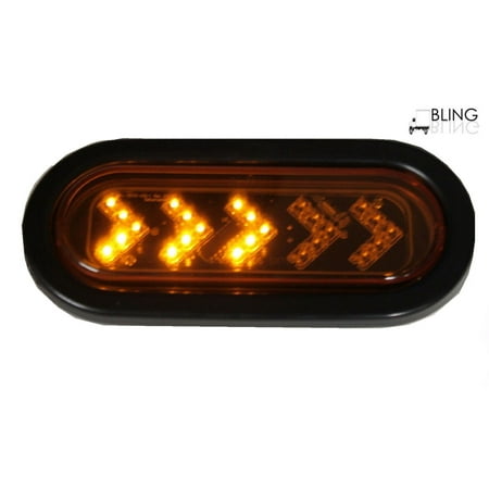 LED Sealed 6" Oblong Arrow Turn Signal Light Kit Amber with Sequential Light, Grommet and Plug Truck Trailer RV