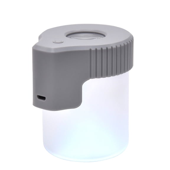 LED Sealed Storage Jar with Glass Lid, 155ml Plastic and Glass Container for Travel Snacks, USB Rechargeable Lighted Food Keeper, Freshness Preserving Portable Canister