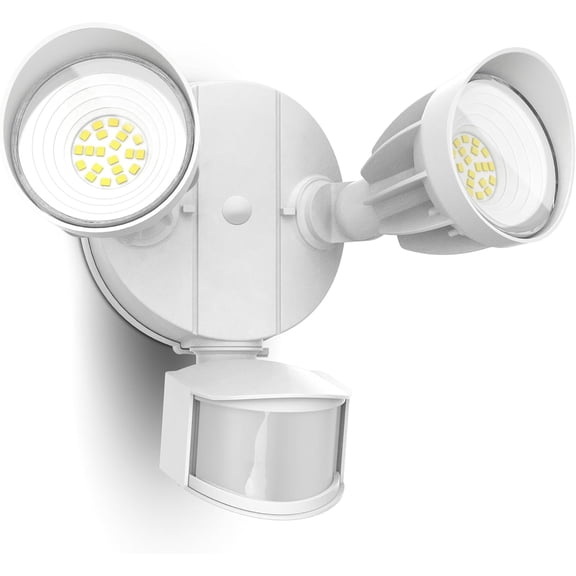 LED Security Light Motion Sensor Outdoor Lights, 27W 3000LM, 5000K, IP65 Waterproof, Dusk to Dawn, 2 Head Motion Detector Flood Light for Outside, Gara, Yard (White)