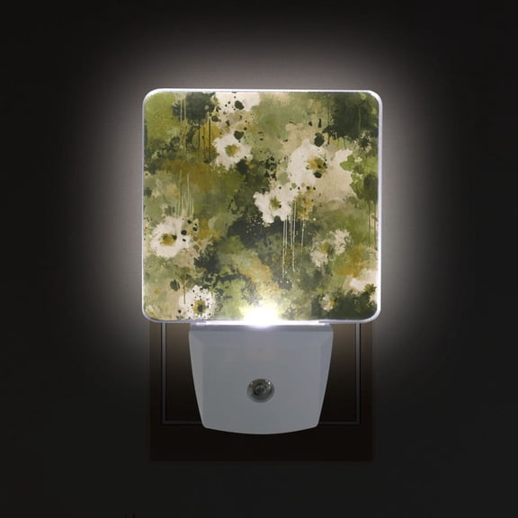 LED Sensor Night Light Auto On/Off Dusk to Dawn Lamp for Bedroom Hallway Aabstract Camouflage Pattern 2 Pack