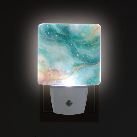 LED Sensor Night Light Auto On/Off Dusk to Dawn Lamp for Bedroom Hallway Beautiful Watercolor Stars 2 Pack