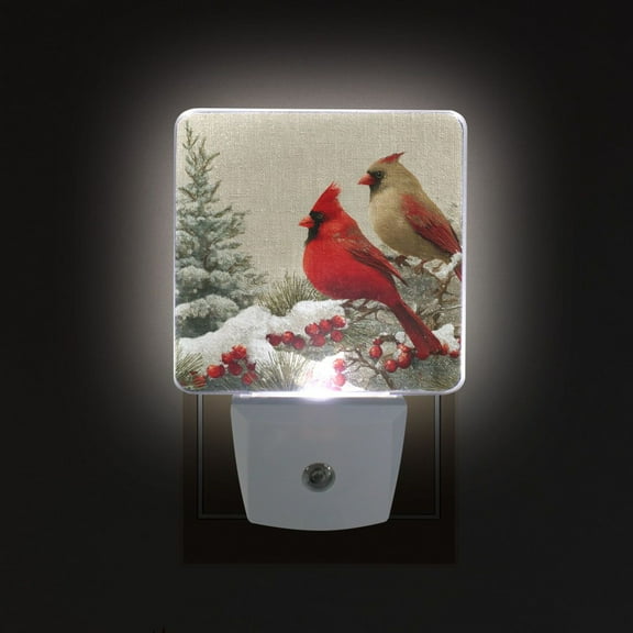 LED Sensor Night Light Auto On/Off Dusk to Dawn Lamp for Bedroom Hallway Bird and Snow-covered Trees 2 Pack