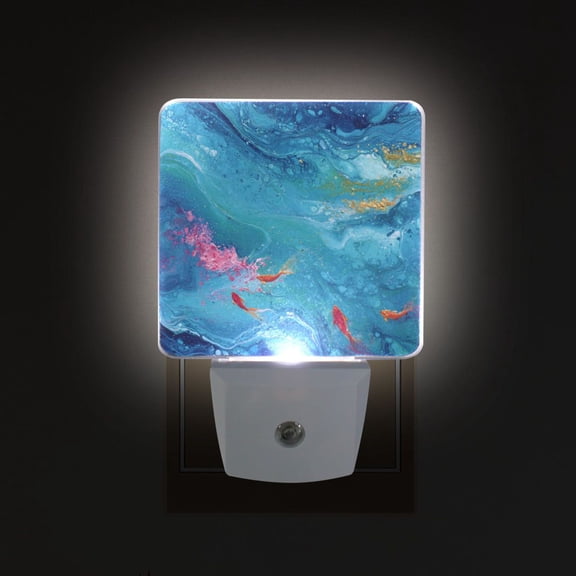LED Sensor Night Light Auto On/Off Dusk to Dawn Lamp for Bedroom Hallway Blue Vortex 2 Pack