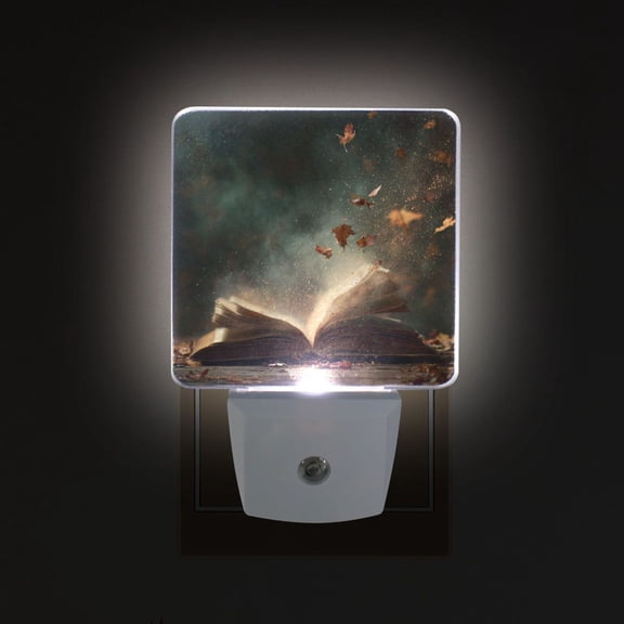 LED Sensor Night Light Auto On/Off Dusk to Dawn Lamp for Bedroom Hallway Book with Dust Swirling 2 Pack