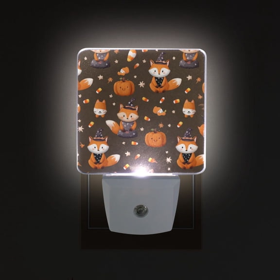 LED Sensor Night Light Auto On/Off Dusk to Dawn Lamp for Bedroom Hallway Cute Foxes in Cute Costumes 2 Pack