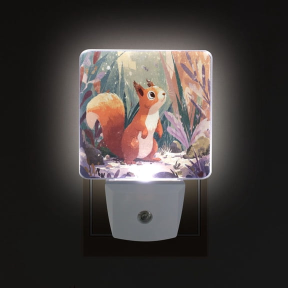 LED Sensor Night Light Auto On/Off Dusk to Dawn Lamp for Bedroom Hallway Cute Little Squirrel 2 Pack