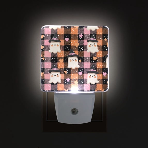 LED Sensor Night Light Auto On/Off Dusk to Dawn Lamp for Bedroom Hallway Hearts Stars and Ghost Pattern 2 Pack