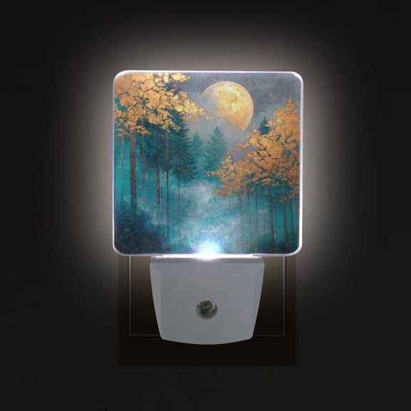 LED Sensor Night Light Auto On/Off Dusk to Dawn Lamp for Bedroom Hallway Mystical Forest 2 Pack