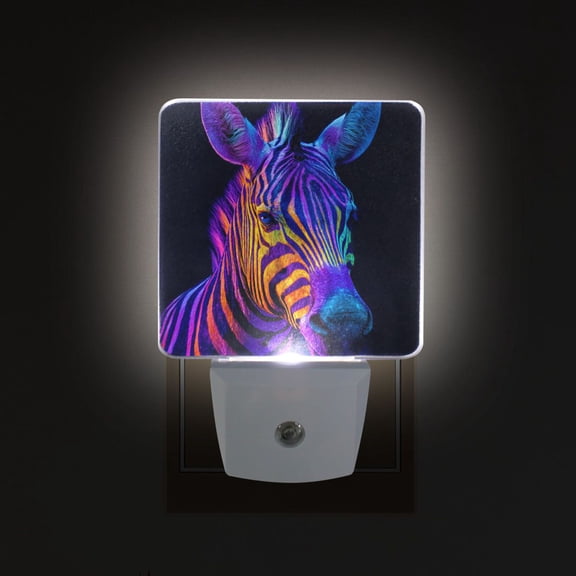 LED Sensor Night Light Auto On/Off Dusk to Dawn Lamp for Bedroom Hallway Neon Color Zebra 2 Pack