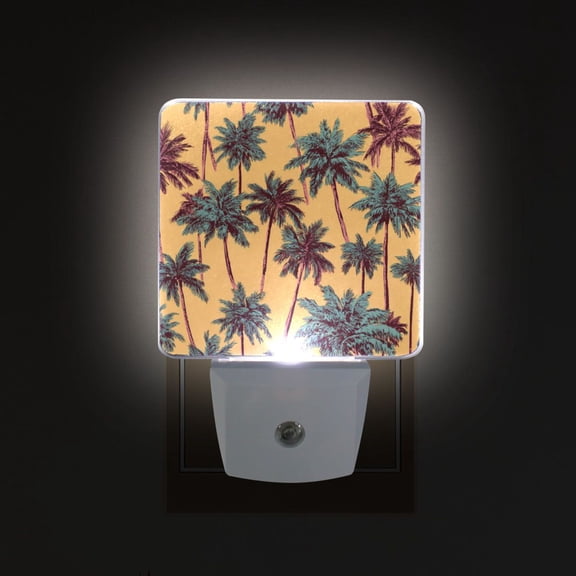 LED Sensor Night Light Auto On/Off Dusk to Dawn Lamp for Bedroom Hallway Palm Trees Pattern 2 Pack