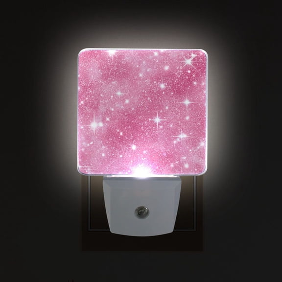 LED Sensor Night Light Auto On/Off Dusk to Dawn Lamp for Bedroom Hallway Pink Glitter Background 2 Pack