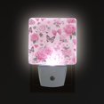 thumbnail image 1 of LED Sensor Night Light Auto On/Off Dusk to Dawn Lamp for Bedroom Hallway Pink Roses and Butterflies 2 Pack, 1 of 7