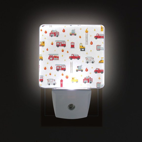 LED Sensor Night Light Auto On/Off Dusk to Dawn Lamp for Bedroom Hallway Red Fiery Awesome Patterns 2 Pack