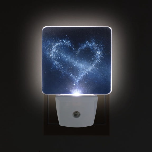 LED Sensor Night Light Auto On/Off Dusk to Dawn Lamp for Bedroom Hallway Starry Sky Background with Stars 2 Pack