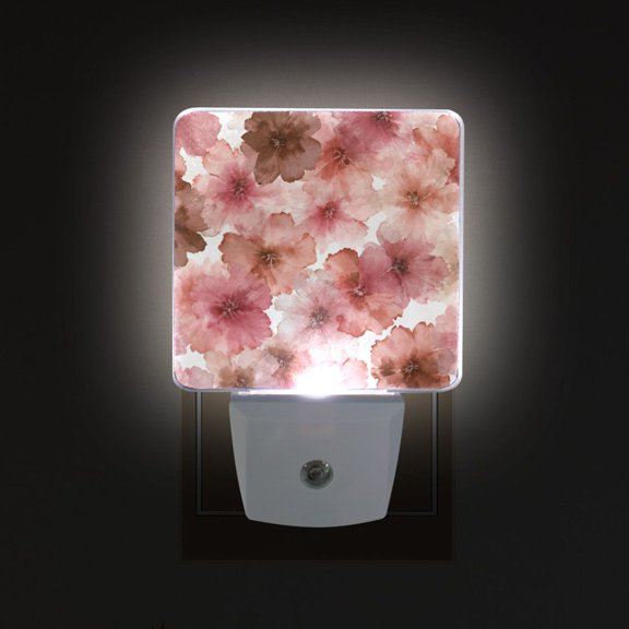 LED Sensor Night Light Auto On/Off Dusk to Dawn Lamp for Bedroom Hallway Tie-dye Flowers Pattern 2 Pack