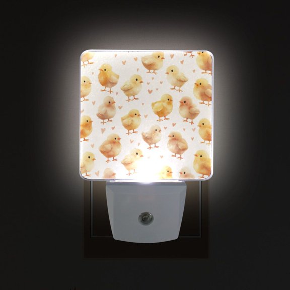 LED Sensor Night Light Auto On/Off Dusk to Dawn Lamp for Bedroom Hallway Yellow and Cream Chicks 2 Pack