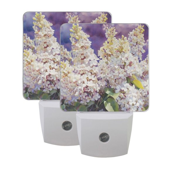 LED Sensor Night Light Dusk to Dawn Auto ON & Off, Plug-in A Cluster Of Lilac Flowers