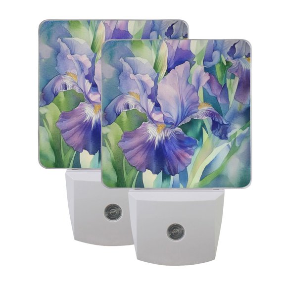 LED Sensor Night Light Dusk to Dawn Auto ON & Off, Plug-in Beautiful Iris Flower