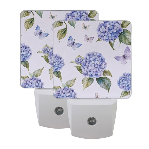 LED Sensor Night Light Dusk to Dawn Auto ON & Off, Plug-in Blue Hydrangea