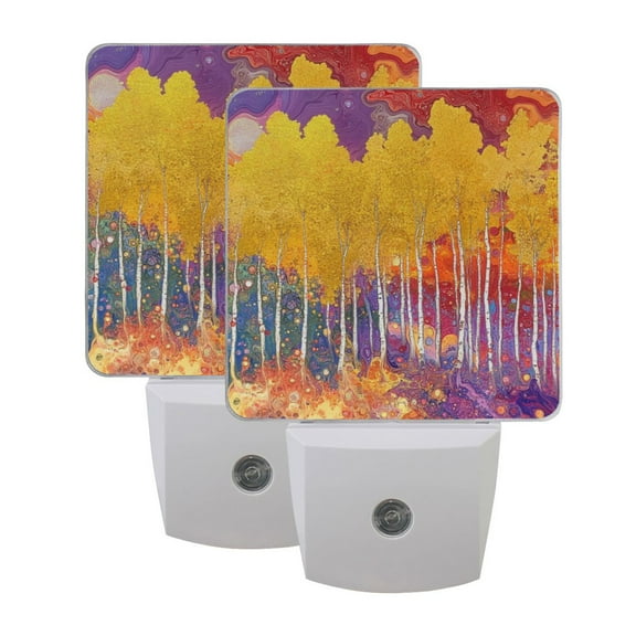LED Sensor Night Light Dusk to Dawn Auto ON & Off, Plug-in Colorful Aspen Grove