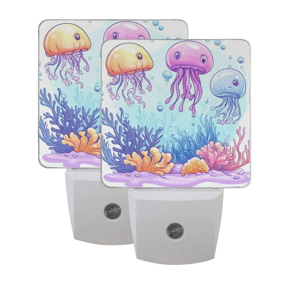 LED Sensor Night Light Dusk to Dawn Auto ON & Off, Plug-in Colorful Cartoon Jellyfish