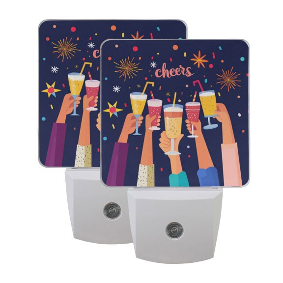 LED Sensor Night Light Dusk to Dawn Auto ON & Off, Plug-in Diverse Hands Holding Drinks