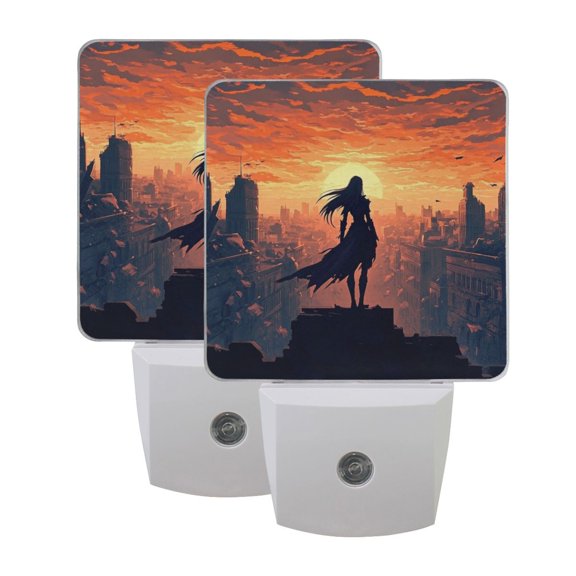 LED Sensor Night Light Dusk to Dawn Auto ON & Off, Plug-in Elven Woman
