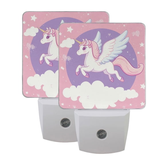 LED Sensor Night Light Dusk to Dawn Auto ON & Off, Plug-in Flying Unicorn with Wings