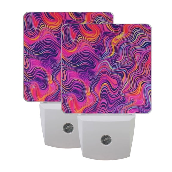 LED Sensor Night Light Dusk to Dawn Auto ON & Off, Plug-in Neon Pink Wavy Lines