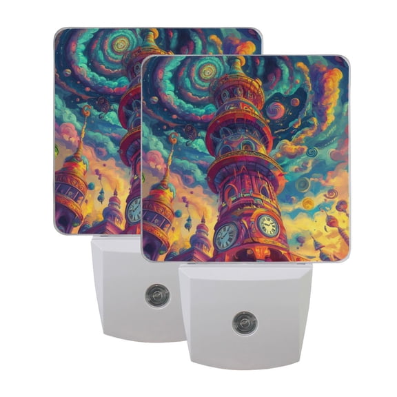 LED Sensor Night Light Dusk to Dawn Auto ON & Off, Plug-in Psychedelic Tower