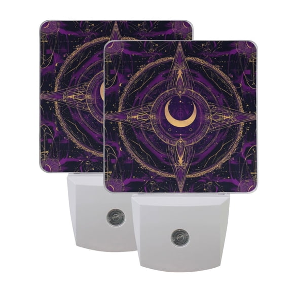 LED Sensor Night Light Dusk to Dawn Auto ON & Off, Plug-in Purple Mystical Pattern
