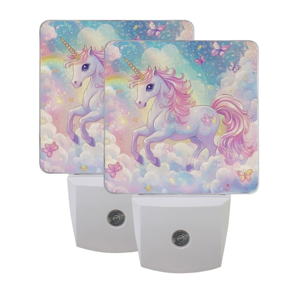 LED Sensor Night Light Dusk to Dawn Auto ON & Off, Plug-in Rainbow Colors Unicorn