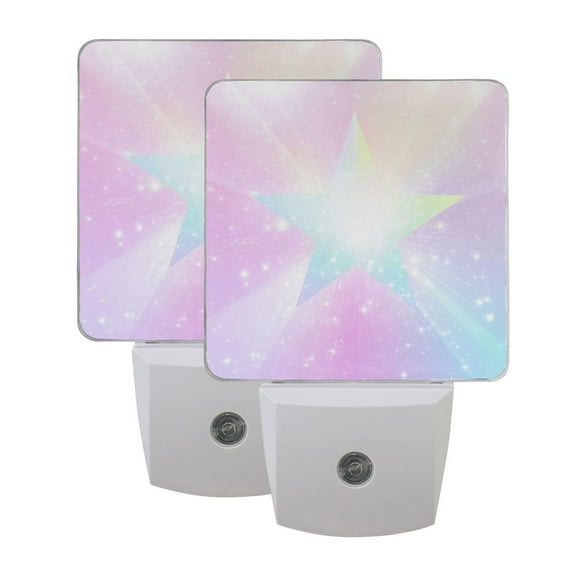 LED Sensor Night Light Dusk to Dawn Auto ON & Off, Plug-in Rainbow Gradient Stars