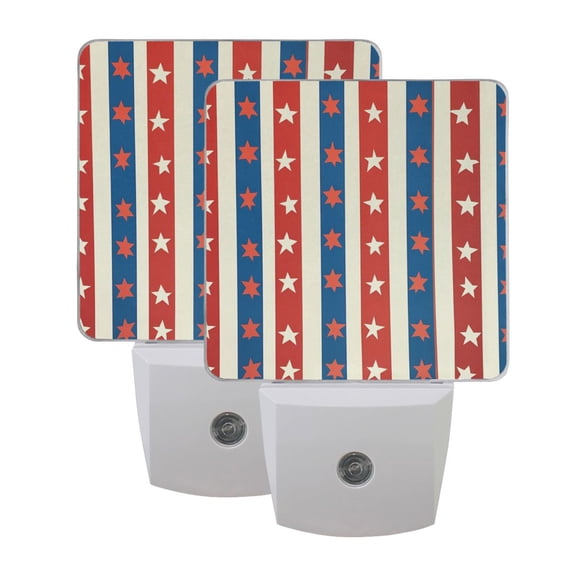LED Sensor Night Light Dusk to Dawn Auto ON & Off, Plug-in Red and Blue Striped Pattern